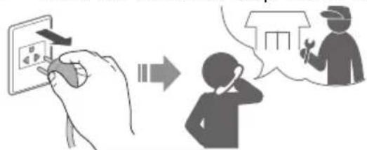 Illustration showing a hand inserting a socket into an electrical socket while another person calls to a phone with a speech bubble.