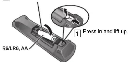 R6/LR6, AA 1 Press in and lift up.