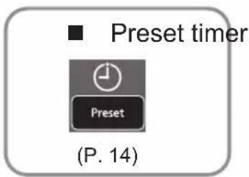 ■ Preset timer Preset (P. 14)