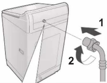 Diagram showing a device with labeled parts and directional arrows indicating flow or movement, including numbered annotations 1 and 2.