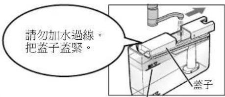 請勿加水過線。 把蓋子蓋緊。 蓋子