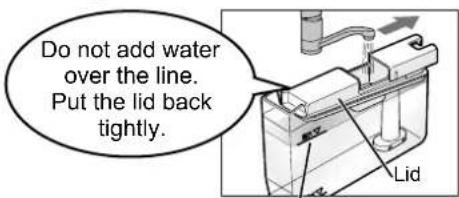 Do not add water over the line. Put the lid back tightly. Lid