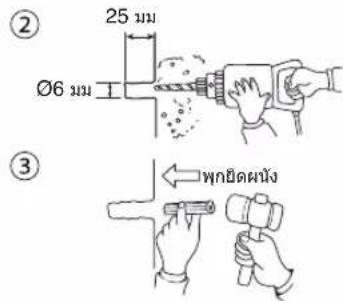 25 mm Ø6 mm ② ③ พกษิตผนัง