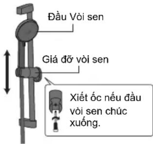 Đầu Vòi sen Giá dỡ vòi sen Xiết ốc nếu đầu vòi sen chúc xuống.