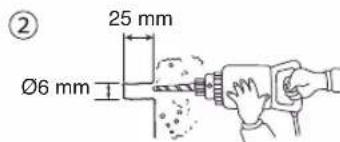 ② 25 mm Ø6 mm