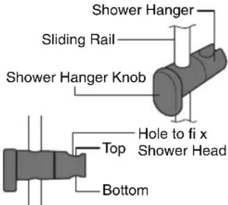Shower Hanger Sliding Rail Shower Hanger Knob Top Bottom Hole to fi x Shower Head