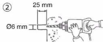 ② 25 mm Ø6 mm