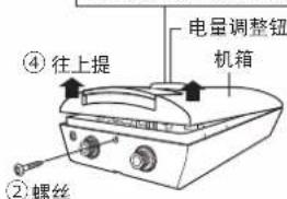 ④ 往上提 ② 螺丝 电量调整钮 机箱