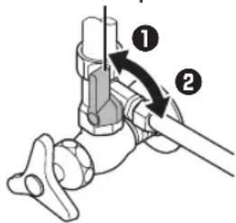 Technical diagram showing mechanical assembly with numbered components and directional arrows indicating motion or force