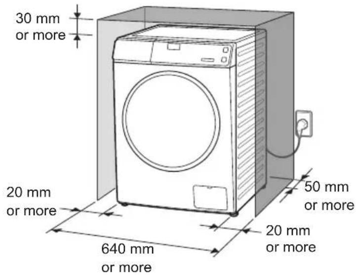 30 mm or more 20 mm or more 640 mm or more 50 mm or more 20 mm or more