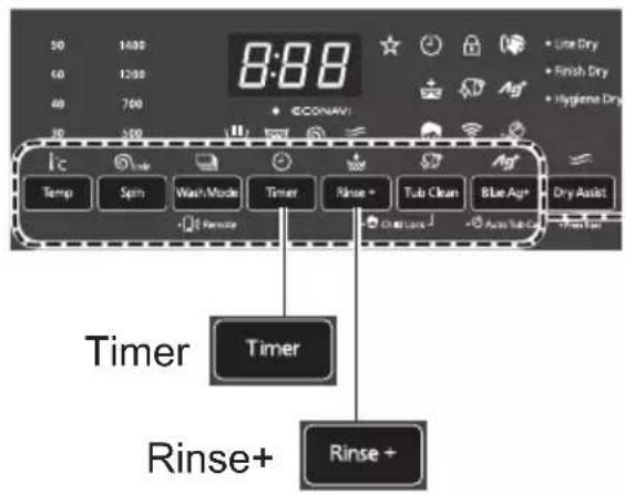 8:88 Temp Spin Wash Mode Timer Rinse - Tub Clean Blue Ag Dry Assist Timer Timer Rinse+ Rinse +