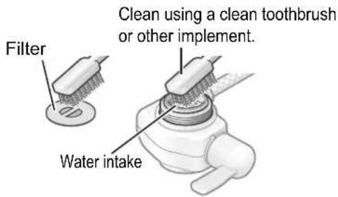 Filter Water intake Clean using a clean toothbrush or other implement.