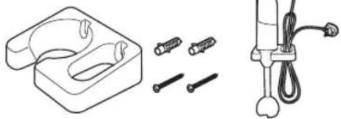 Technical line drawing of a mechanical clamp and cable assembly (no text or symbols)
