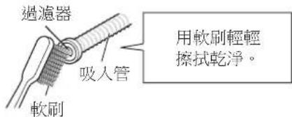 過濾器 吸人管 軟刷 用軟刷輕輕 擦拭乾淨。