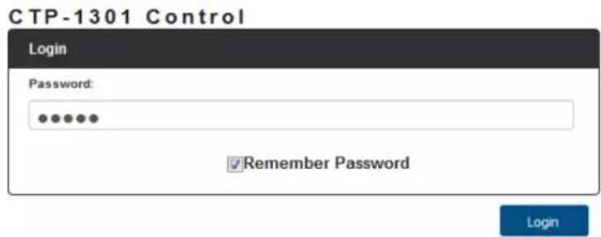 CTP-1301 Control Login Password: Remember Password Login