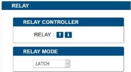 RELAY RELAY CONTROLLER RELAY : ↑ ↓ RELAY MODE LATCH