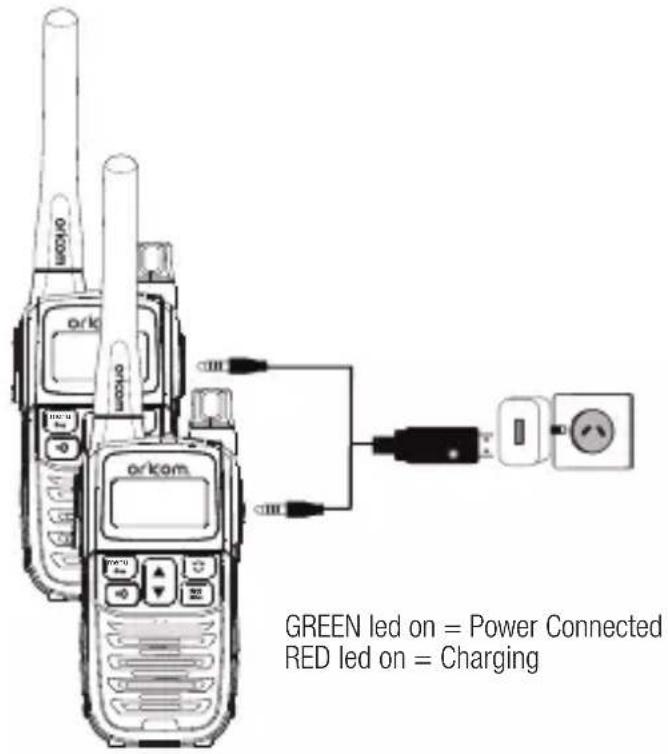 GREEN led on = Power Connected RED led on = Charging