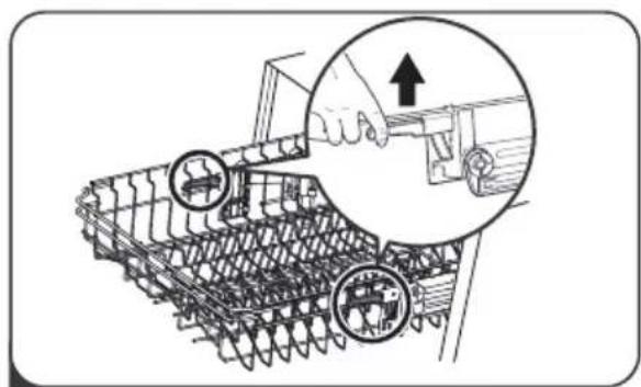 Technical diagram showing a mechanical assembly with labeled parts and an arrow indicating a process step