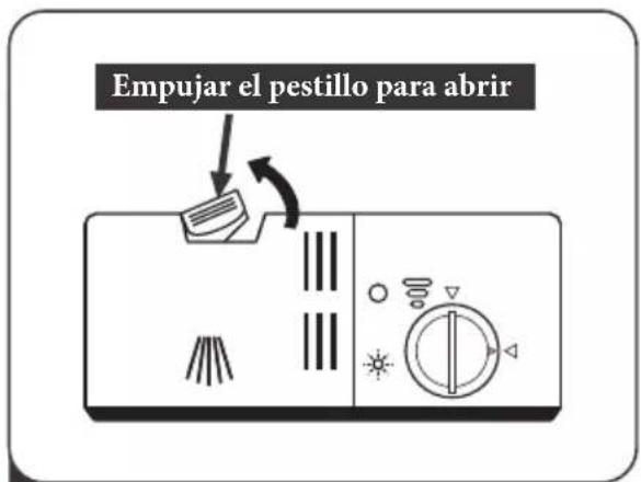 Empujar el pestillo para abrir
