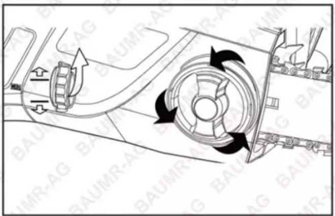 Diagram illustrating airflow or traffic flow between a vehicle's air intake and exhaust, with labeled components like 'BAUMR-AG' and directional arrows.