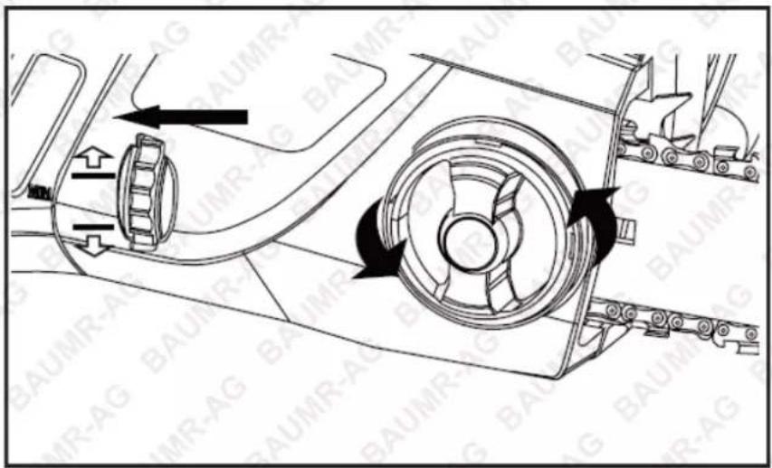 Technical diagram of a mechanical assembly with labeled components and directional arrows indicating motion or flow.