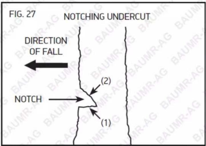FIG. 27 NOTCHING UNDERCUT DIRECTION OF FALL NOTCH (1) (2)