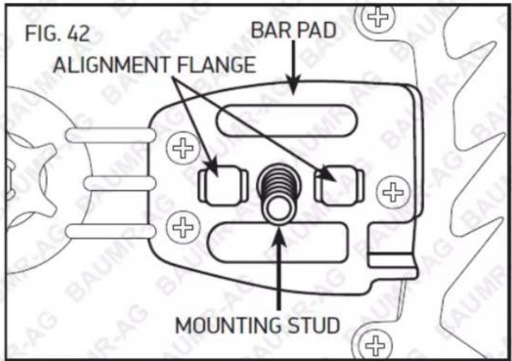 FIG. 42 ALIGNMENT FLANGE BAR PAD MOUNTING STUD