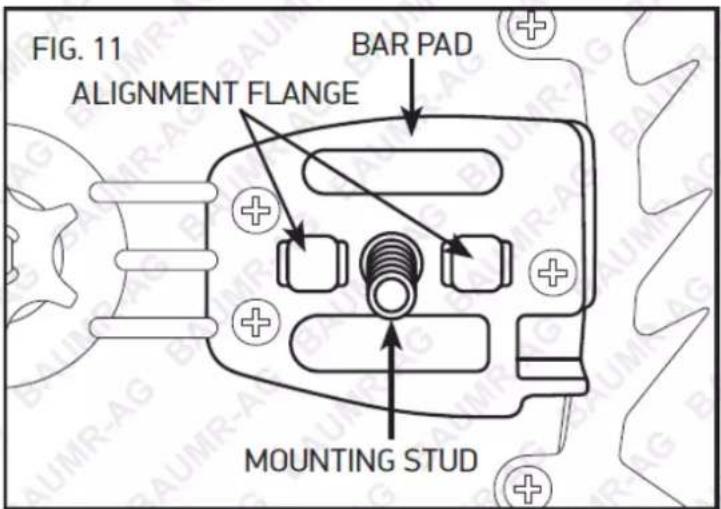 FIG. 11 ALIGNMENT FLANGE BAR PAD MOUNTING STUD