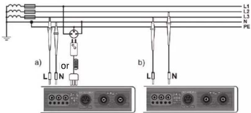 L1 L2 L3 N PE a) L N or b) L N