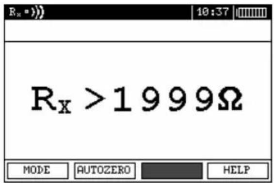 Rx >1999Ω MODE AUTOZERO HELP