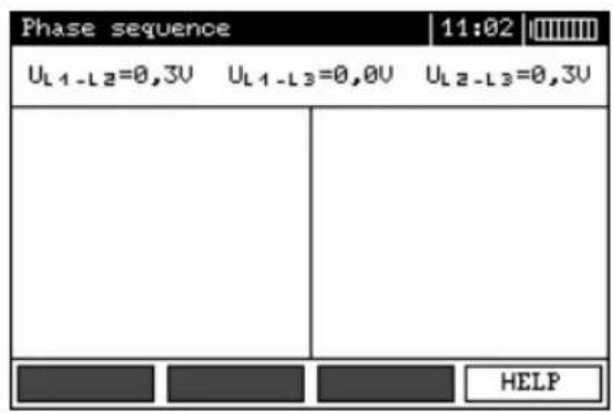 Phase sequence 11:02 UL1-L2=0,3U UL1-L3=0,0U UL2-L3=0,3U HELP