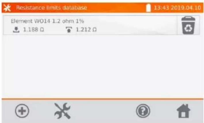 Resistance limits database 13:43 2019.04.10 Element WO14 1.2 ohm 1% 1.188 Ω 1.212 Ω