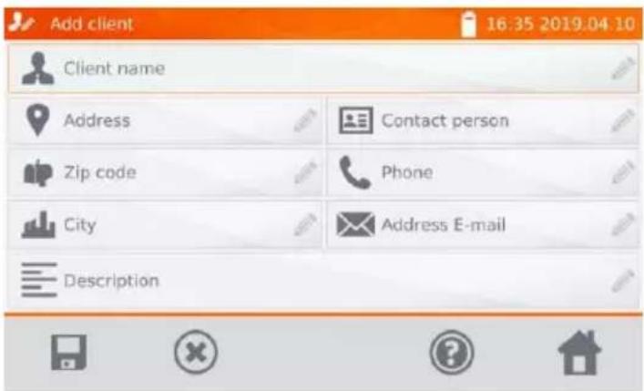 Add client 16:35 2019.04.10 Client name Address Contact person Zip code Phone City Address E-mail Description