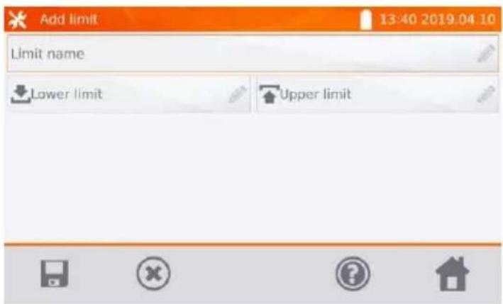 Add limit 13:40 2019.04.10 Limit name Lower limit Upper limit
