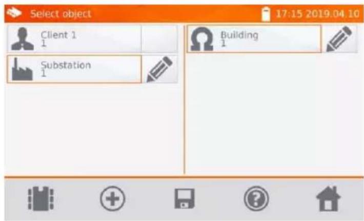 Select object 17:15 2019.04.10 Client 1 Substation Building 1