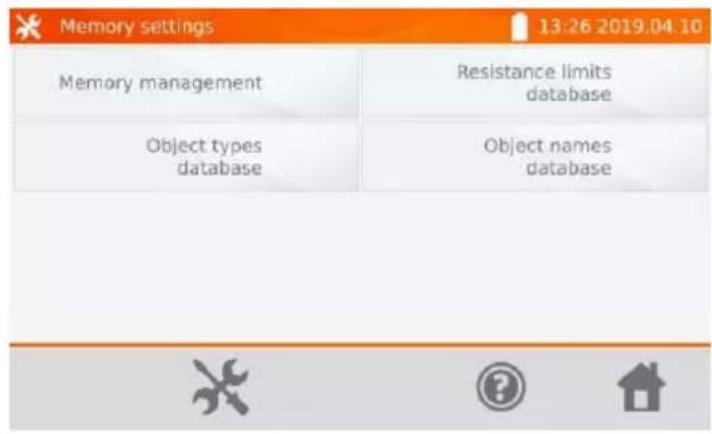 Memory settings 13:26 2019.04.10 Memory management Resistance limits database Object types database Object names database