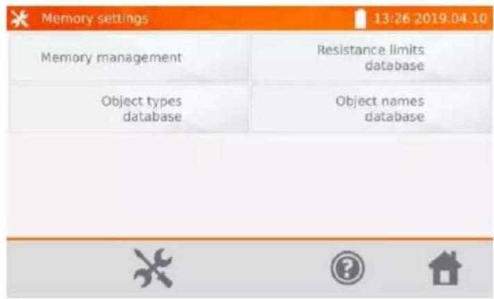 Memory settings 13:26 2019.04.10 Memory management Resistance limits database Object types database Object names database