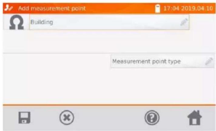 Add measurement point 17:04 2019.04.10 Building Measurement point type