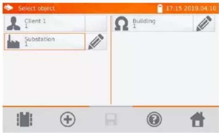 Select object 17:15 2019.04.10 Client 1 1 Substation 1 Building 1