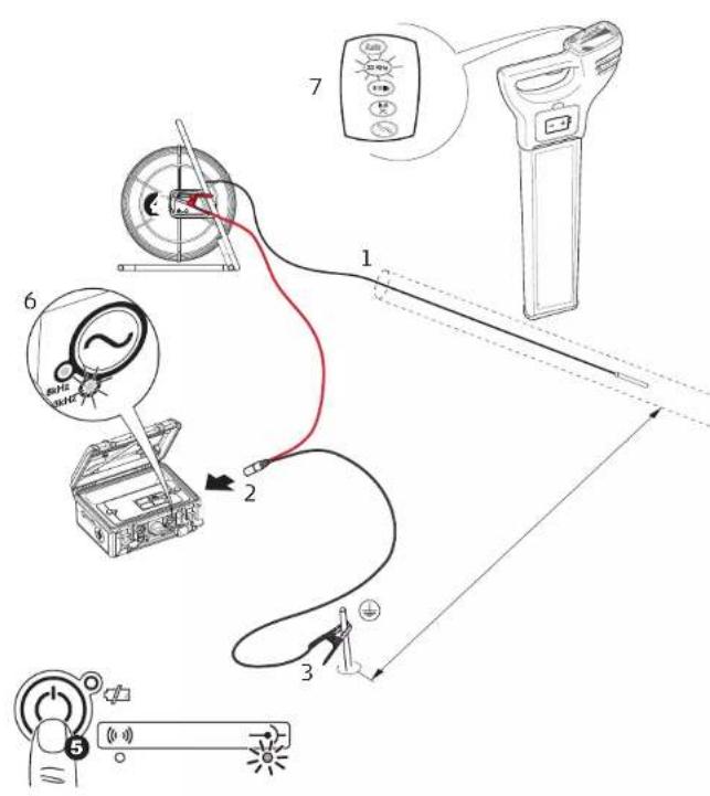 Diagram illustrating the electrical circuit with labeled components including a power meter, switch, and indicator lights.