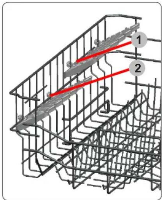 Diagram of a wire mesh structure with labeled components 1 and 2, showing internal structural elements and red directional lines.