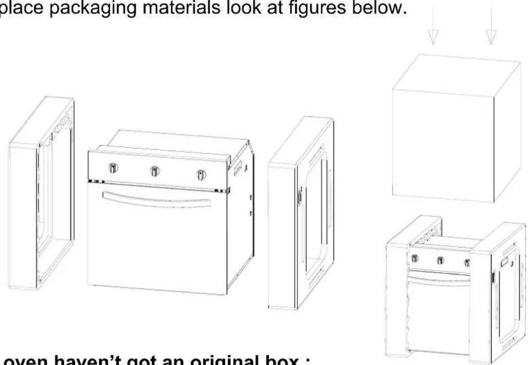 place packaging materials look at figures below. oven haven't got an original box :