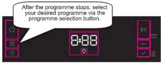 After the programme stops, select your desired programme via the programme selection button.