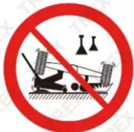 Prohibition sign with pictogram of a person using a bench and falling objects, indicating no use or absence of equipment.