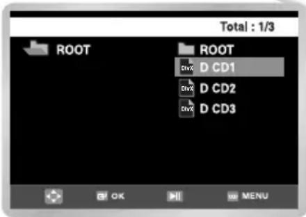 Total : 1/3 ROOT ROOT D CD1 D CD2 D CD3 OK MENU
