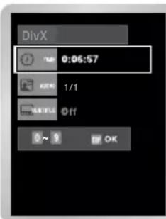 DivX Time 0:06:57 OK 1/1 No Off 0 ~ 9 OK