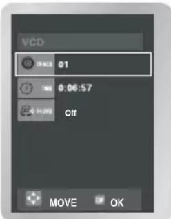 VCD TRACK 01 0:06:57 Off MOVE OK