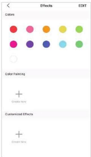 Effects EDIT Colors Color Painting + Creates New Customized Effects + Create New