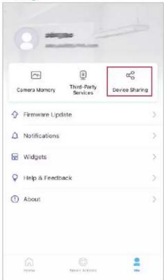 Camera Memory Third-Party Services Device Sharing Firmware Update > Notifications > Widgets > Help & Feedback > About >
