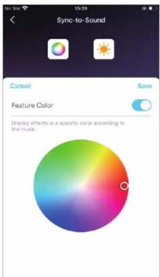 Sync-to-Sound Cancel Save Feature Color Display effects in a specific color according to the music: